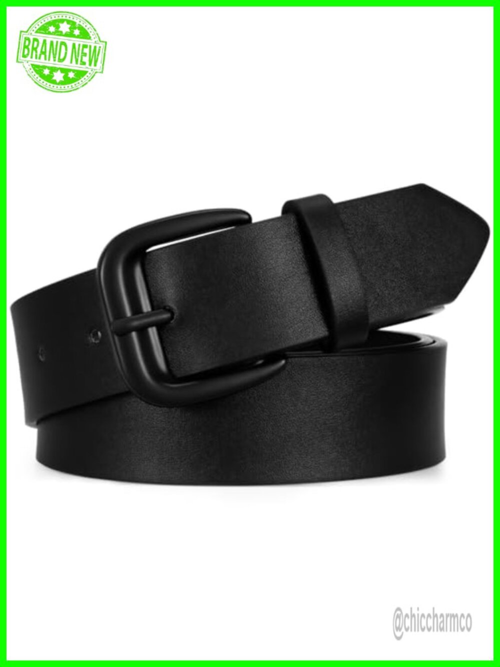 Women's PU Leather Belt 9 Hole Adjustable Square Buckle 1.3 inch Width